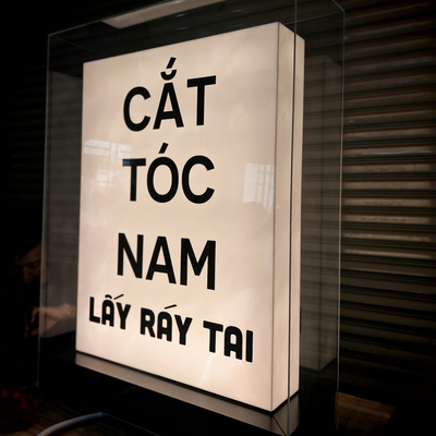 Há»™p Ä‘Ã¨n quáº£ng cÃ¡o cáº¯t tÃ³c nam